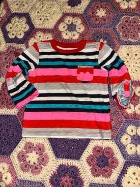 Carter's Multicolor Striped Long Sleeve Tee with Heart Pocket